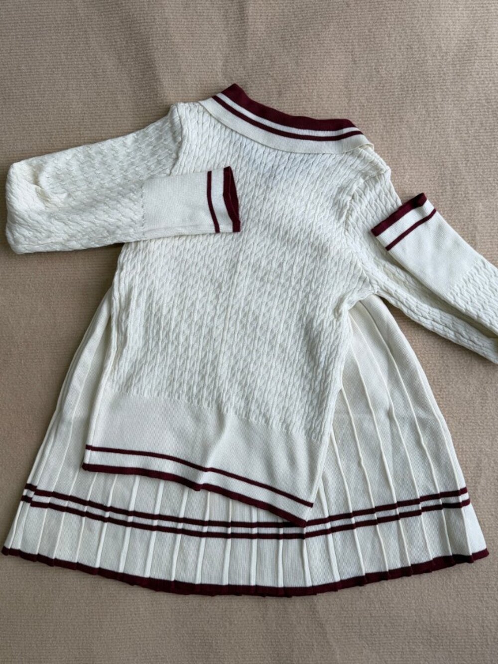 Polo Ralph Lauren Women Preppy Cable Knit 2 Piece Set Striped Polo Cardigan - Picture 7 of 8